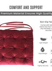 Velvet Slip Free Tufted  Chair Cushion Maroon 40x40cm - Cotton Home