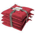 Velvet Slip Free Tufted  Chair Cushion Maroon 40x40cm - Pack of 4