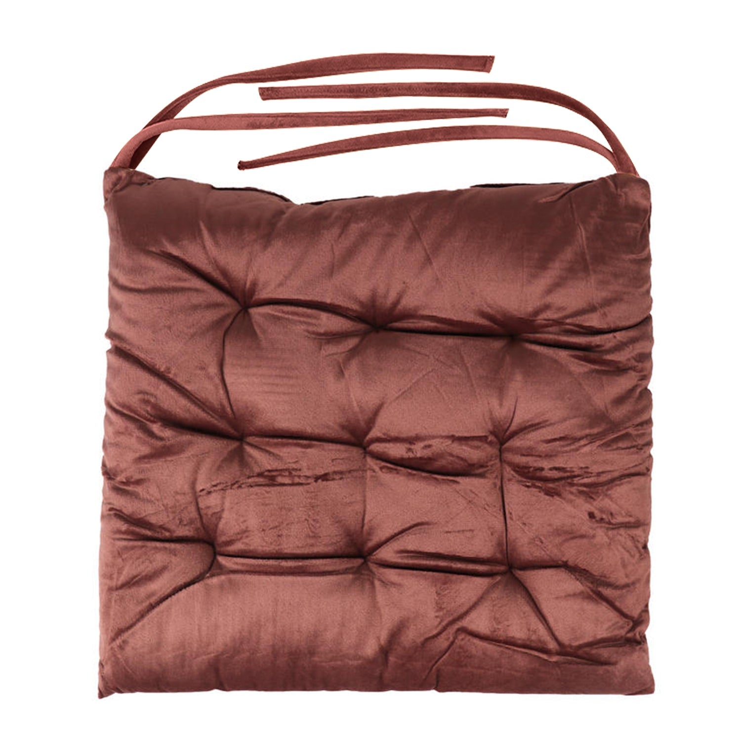 Velvet Slip Free Tufted  Chair Cushion Mauve 40x40cm - Pack of 4