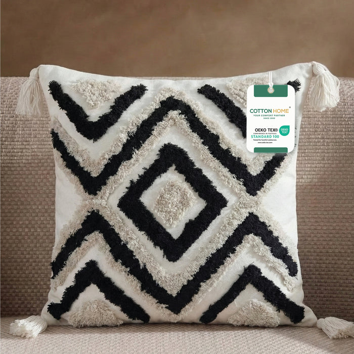 Boho Handcrafted Throw Pillow 45x45cm Filled Cushion with Maze Design