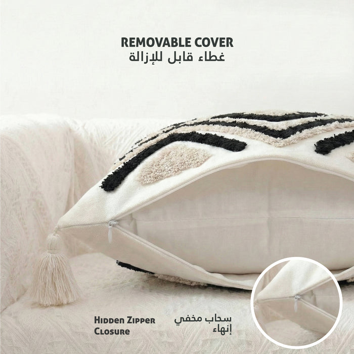 Boho Handcrafted Throw Pillow 45x45cm Filled Cushion with Maze Design Pack of 2