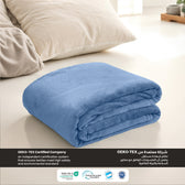 Flannel Blanket Queen 220x240cm Suitable for All Seasons, Warm Throw Blanket  - Metallic Blue