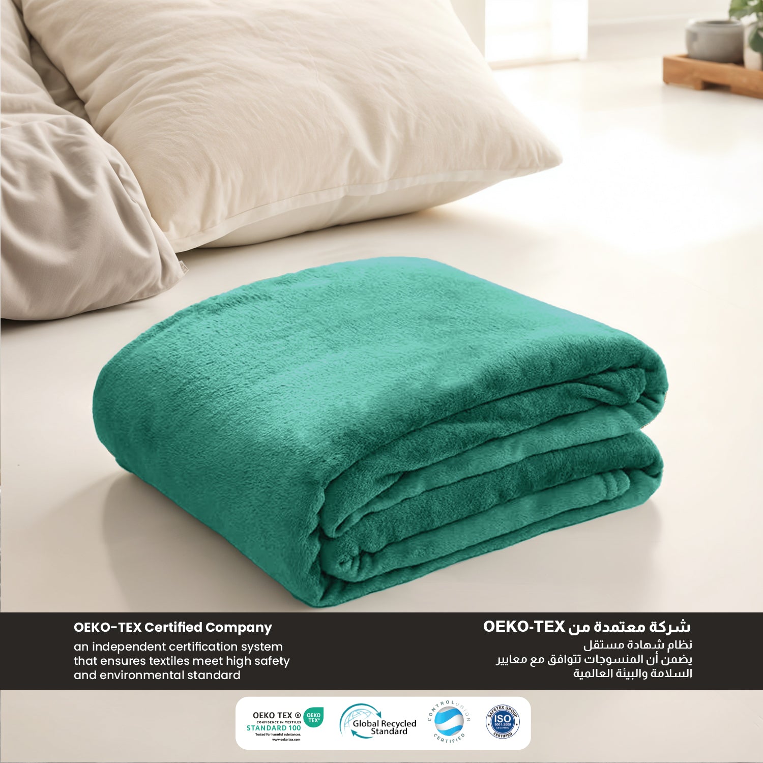 Flannel Blanket Queen 220x240cm Suitable for All Seasons, Warm Throw Blanket  - Mint green