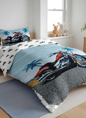 Kids Duvet Cover Set 3 Pcs -  Motorcycle  Print | 135x220cm | Microfiber | Cotton Home - Cotton Home