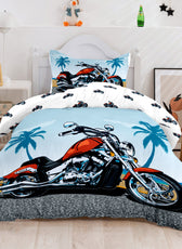 Kids Duvet Cover Set 3 Pcs -  Motorcycle  Print | 135x220cm | Microfiber | Cotton Home - Cotton Home