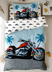 Kids Duvet Cover Set 3 Pcs -  Motorcycle  Print | 135x220cm | Microfiber | Cotton Home - Cotton Home