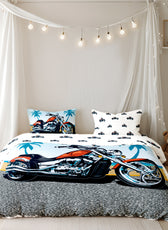 Kids Duvet Cover Set - 4 Pc - Motorcycle Print 160x220cm | Cotton Home - Cotton Home