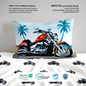 Kids Duvet Cover Set 3 Pcs -  Motorcycle  Print | 135x220cm | Microfiber | Cotton Home