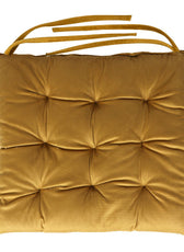 Velvet Slip Free Tufted  Chair Cushion Mustard 40x40cm - Pack of 2 - Cotton Home