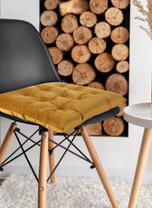 Velvet Slip Free Tufted  Chair Cushion Mustard 40x40cm - Pack of 2 - Cotton Home