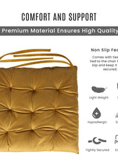Velvet Slip Free Tufted  Chair Cushion Mustard 40x40cm - Pack of 2 - Cotton Home