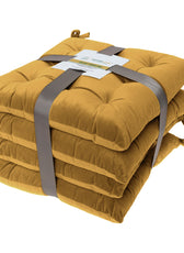 Velvet Slip Free Tufted  Chair Cushion Mustard 40x40cm - Pack of 4 - Cotton Home
