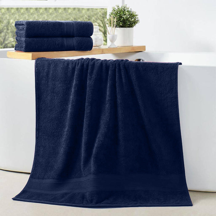 Cotton Bath Towel 70x140 CM 2 Piece Set, Navy Blue
