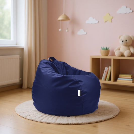 Kids Bean Bag Chair Premium PU Leather 50x80x80cm - Navy Blue