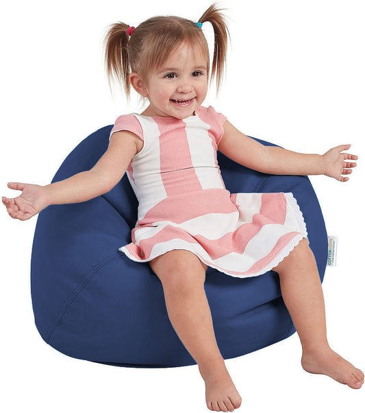 Kids Bean Bag Navy Blue Small Size Indoor Outdoor Furniture Sofa Zipper Closure Couch PU Leather Polystyrene Beads Filling Chair Comfy Washable Durable Room Organizer for kids 50x80x80cm - Cotton Home