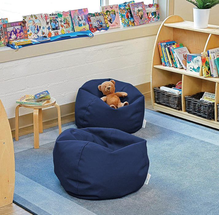 Kids Bean Bag Navy Blue Small Size Indoor Outdoor Furniture Sofa Zipper Closure Couch PU Leather Polystyrene Beads Filling Chair Comfy Washable Durable Room Organizer for kids 50x80x80cm