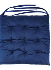 Velvet Slip Free Tufted  Chair Cushion Navy Blue 40x40cm - Cotton Home