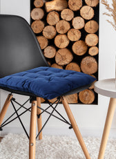 Velvet Slip Free Tufted  Chair Cushion Navy Blue 40x40cm - Cotton Home