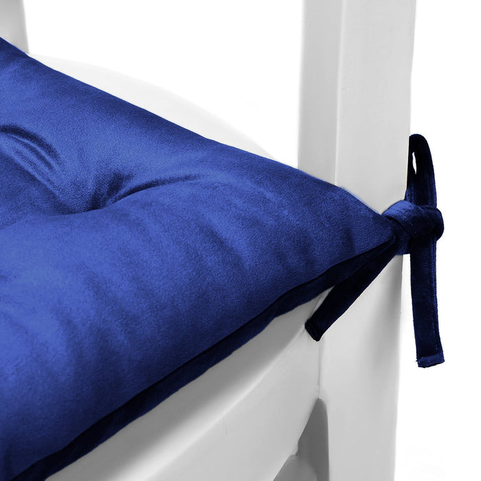 Velvet Slip Free Tufted  Chair Cushion Navy Blue 40x40cm - Pack of 2