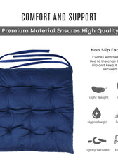 Velvet Slip Free Tufted  Chair Cushion Navy Blue 40x40cm - Cotton Home