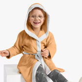 Premium Unisex Peach Bathrobe for Kids Ages 4-14 years with Hood and Tie Up Belt High quality Absorbent