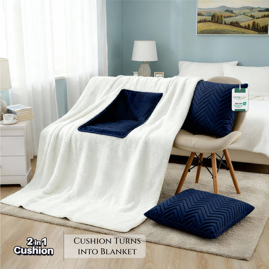 Dormella 2-in-1 Cushion with Blanket 40x40cm Cushion with 160x220cm Blanket Navy Blue