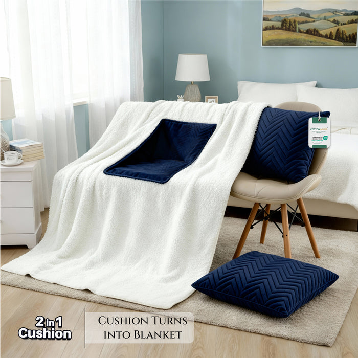 Dormella 2-in-1 Cushion with Blanket 40x40cm Cushion with 160x220cm Blanket Navy Blue