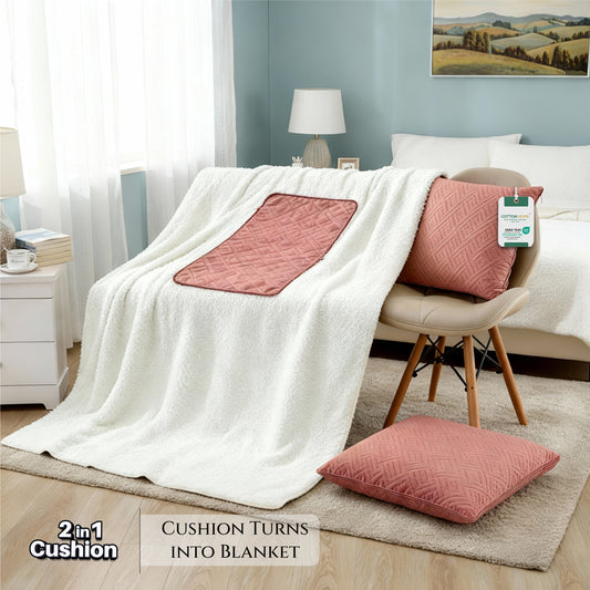 Dormella 2-in-1 Cushion with Blanket 40x40cm Cushion with 220x240cm Blanket Pink