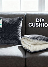 Gray cushion with a textured pattern on a gray sofa by cotton home