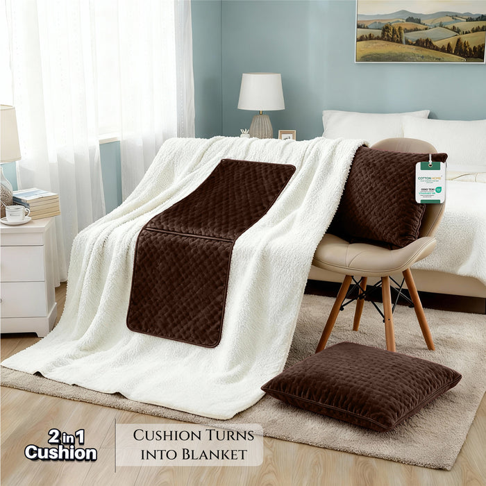 Dormella 2-in-1 Cushion with Blanket 40x40cm Cushion with 220x240cm Blanket Brown