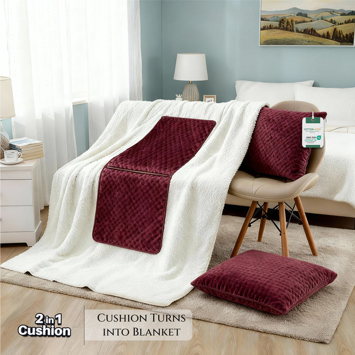 Dormella 2-in-1 Cushion with Blanket 40x40cm Cushion with 220x240cm Blanket Burgundy