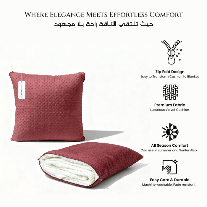 Dormella 2-in-1 Cushion with Blanket 40x40cm Cushion with 220x240cm Blanket Burgundy