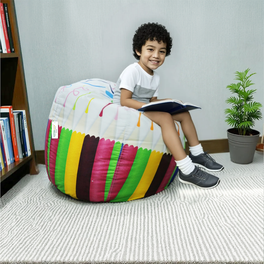 Eid Exclusive Deals on Kids Bean bags with Soft Velvet Kids Pillow Green