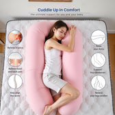 Four Seasons Dual Pregnancy Pillow J Shaped Full Body Maternity Pillow 80x130cm Pink and Blue