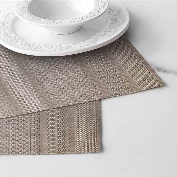 Luxury Placemat Set of 4 | Heat Resistant Placemats | Table Mats | Cotton Home - Grey Zigzag