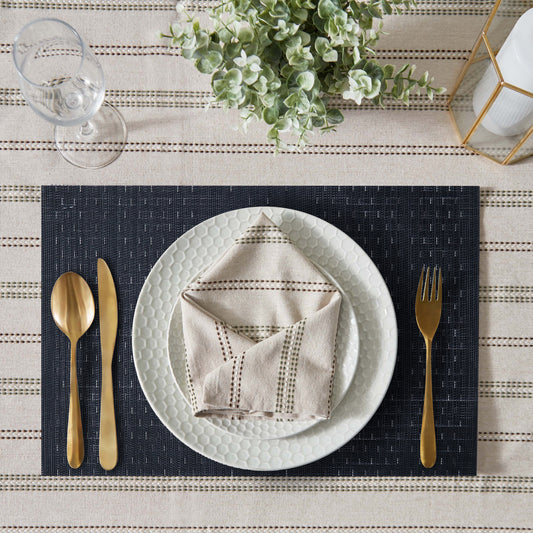 Luxury Placemat Set of 4 | Heat Resistant Placemats | Table Mats | Cotton Home - Linen Touch Charcoal