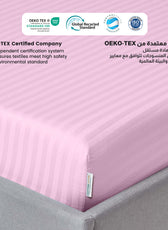 Stripe Fitted Sheet Set Single 90x200+20cm with Pillowcase Pink