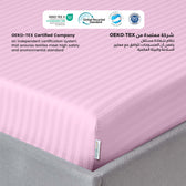 Stripe Fitted Sheet Set Single 90x200+20cm with Pillowcase Pink