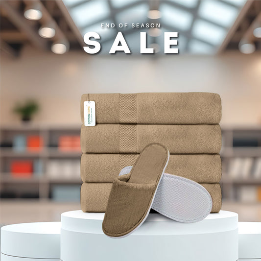 End of Season Comfort Combo 2 - Towels & Slippers Set- Brown