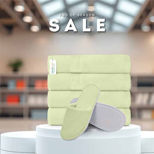 End of Season Comfort Combo 2 - Towels & Slippers Set- Mint Green