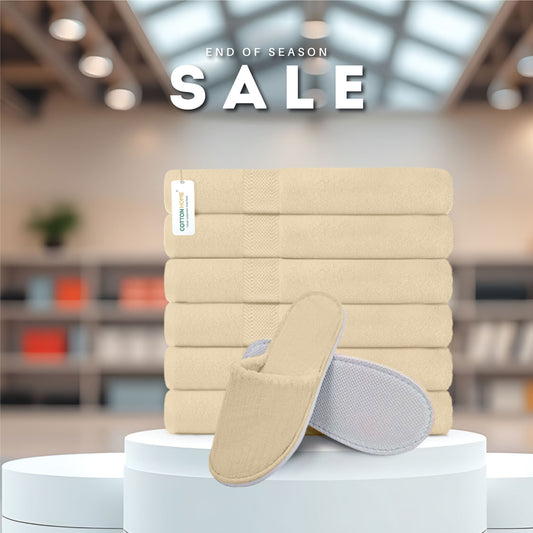 End of Season Comfort Combo 3 - Towels & Slippers Set- Linen