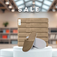 End of Season Comfort Combo 3 Towels & Slippers Set- Brown