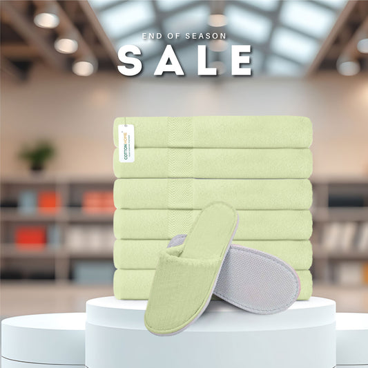 End of Season Comfort Combo 3 Towels & Slippers Set- Mint Green