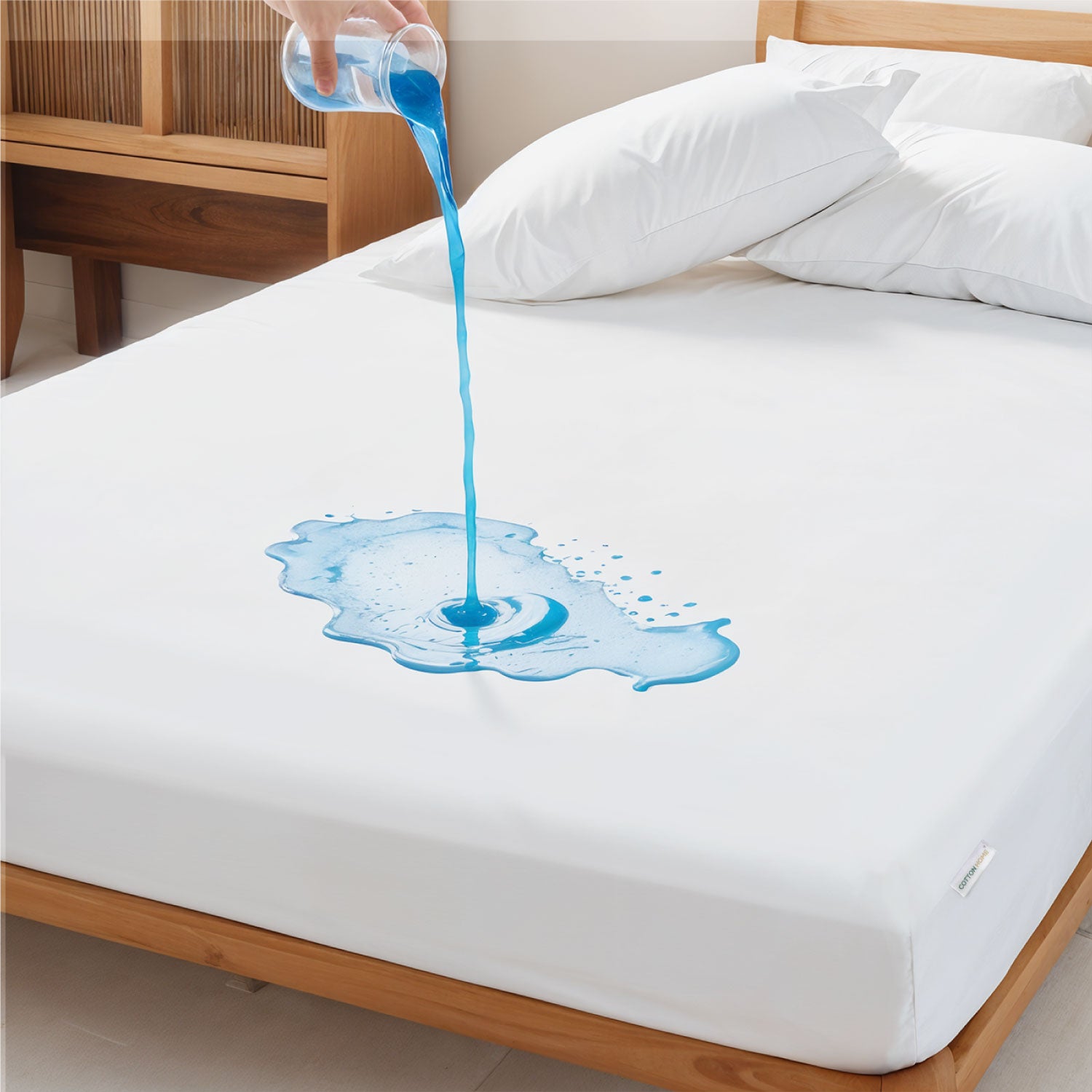 PU Laminated Waterproof Mattress Protector 160x200+35cm with Deep Pocket