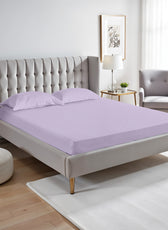 Stripe Fitted Sheet Set Queen 160x200+30cm with Pillowcases Light Purple