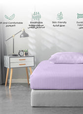 Stripe Fitted Sheet Set Queen 160x200+30cm with Pillowcases Light Purple