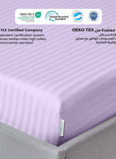 Stripe Fitted Sheet Set Queen 160x200+30cm with Pillowcases Light Purple