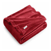 Flannel Blanket Queen 220x240cm Suitable for All Seasons, Warm Throw Blanket  - Red