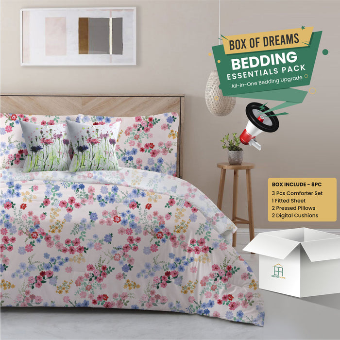 Box of dreams Combo Offer | 8PC Comforter set  - Red Floral