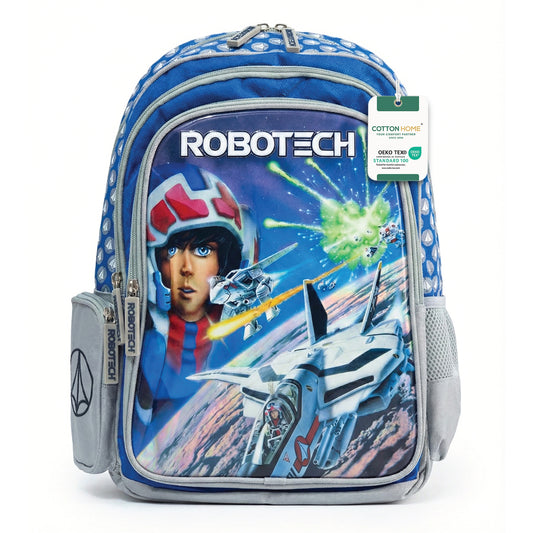 Robot Tech Backpack – Blue Printed School Bag for Kids